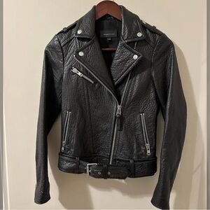 Mackage Aritzia thick pebbled leather moto jacket